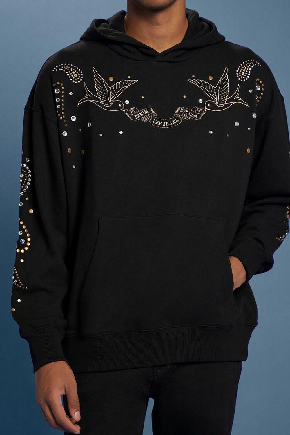 Lee Embroidered Rhinestone Hoodie | Forever 21 Product Image