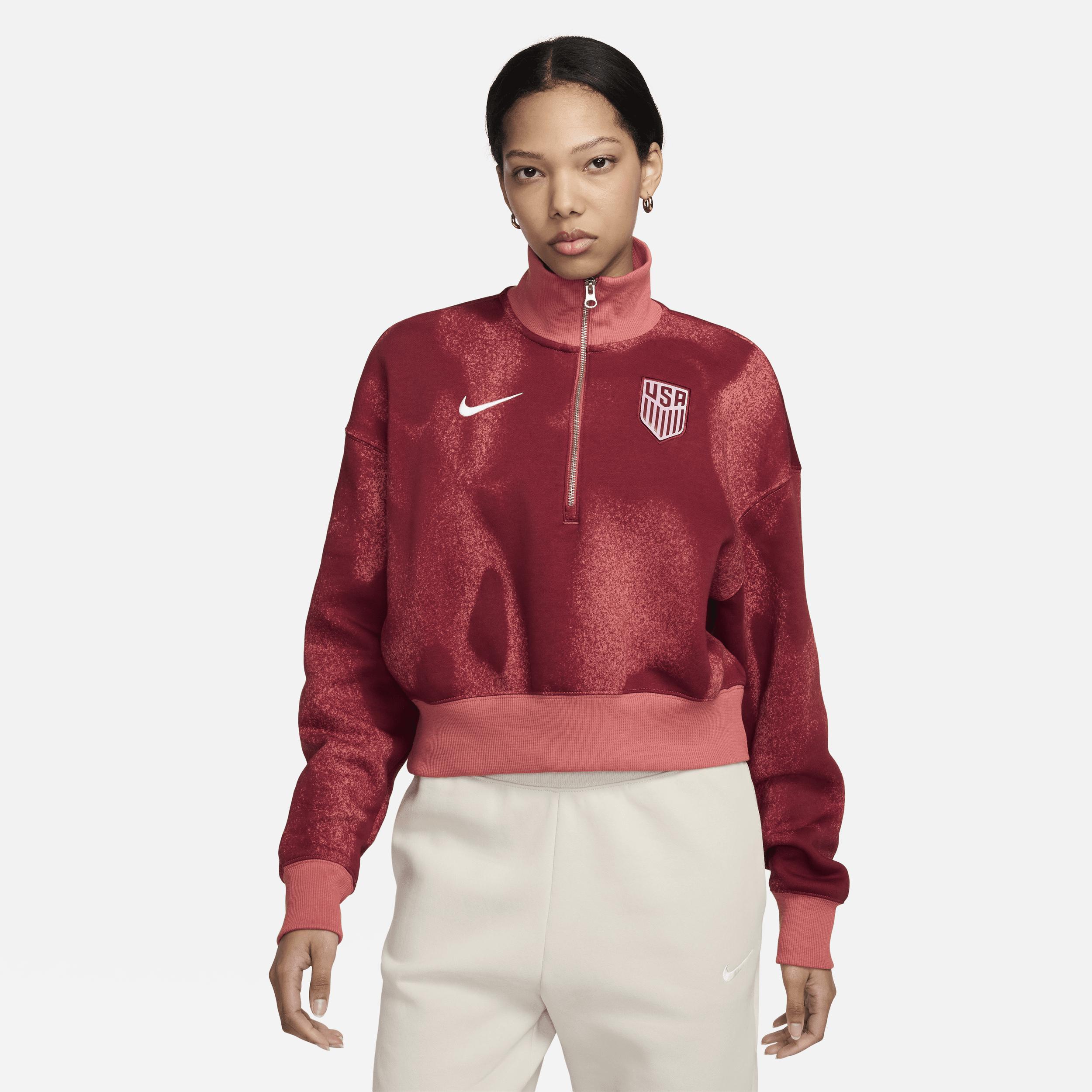 USMNT Phoenix Fleece Nike Women's Soccer Oversized 1/2-Zip Crop Sweatshirt Product Image