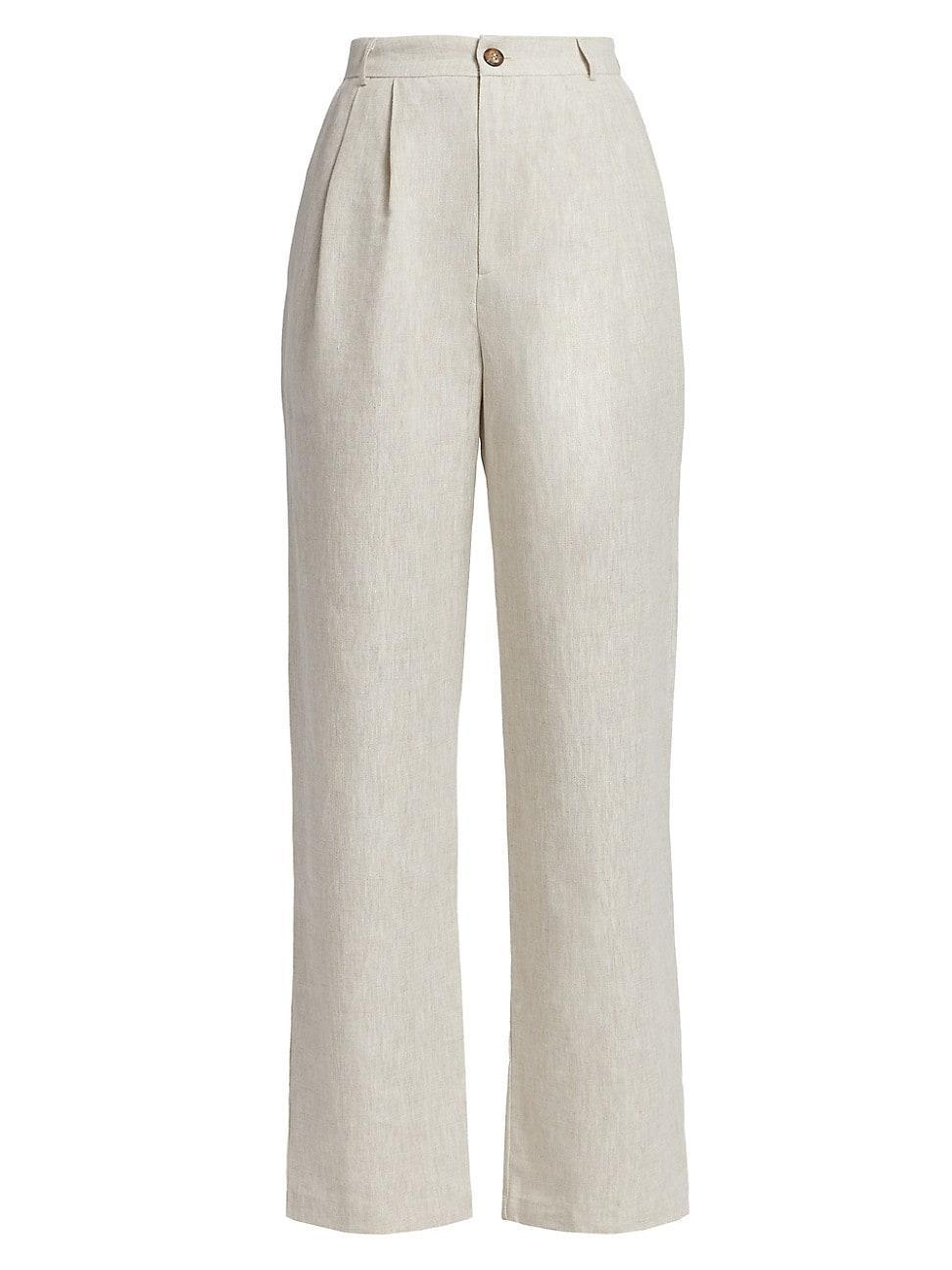 Womens Mason Linen Straight-Leg Pants product image