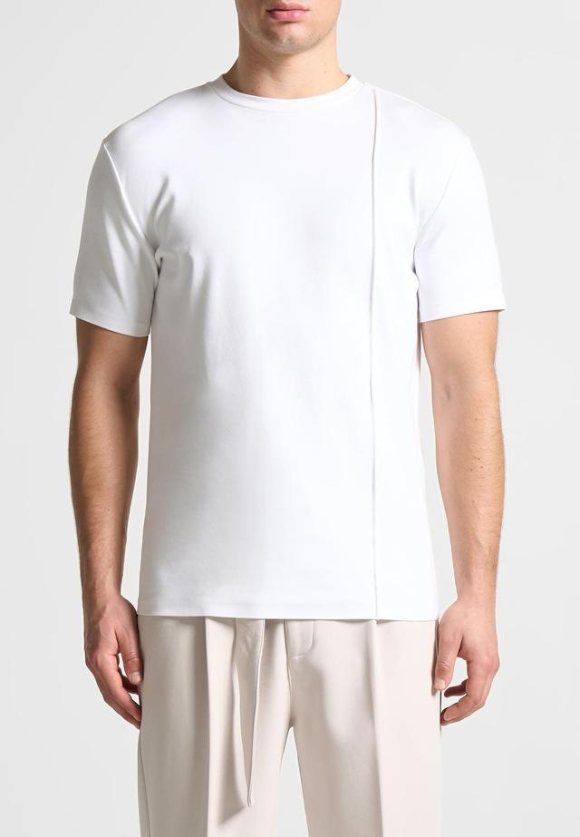 Éternel Slim Fit Cotton T-Shirt with Pintuck - White Male Product Image