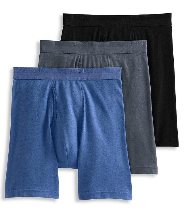 Jockey Signature Pima Cotton Mid-Rise 7.5#double; Inseam Boxer Briefs 3-Pack Product Image