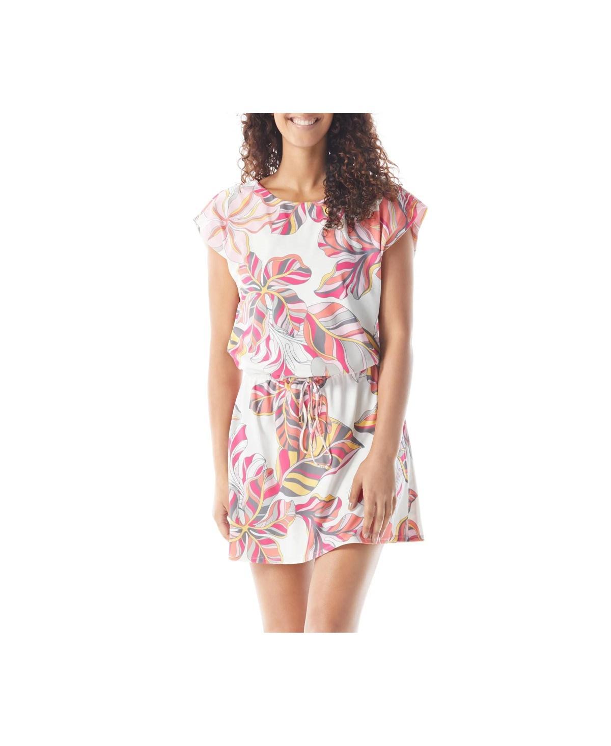 Beach House Style Womens Floral Print Eva Boat Neckline Dress Product Image