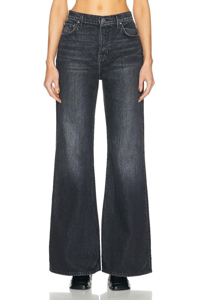 GRLFRND Jade Low Rise Relaxed Flare in Berlin - Charcoal. Size 31 (also in 25, 26, 27, 28, 29, 30, 32). Product Image