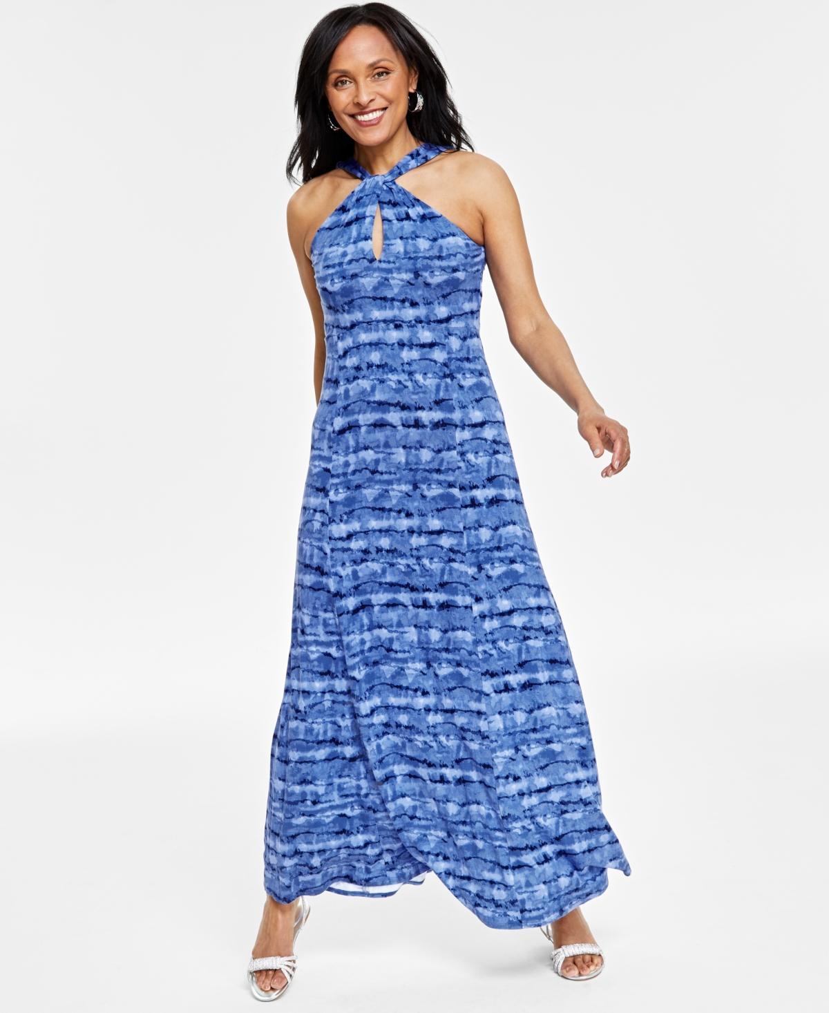 Women's Printed Keyhole-Neck Maxi Dress, Created for Macy's Product Image