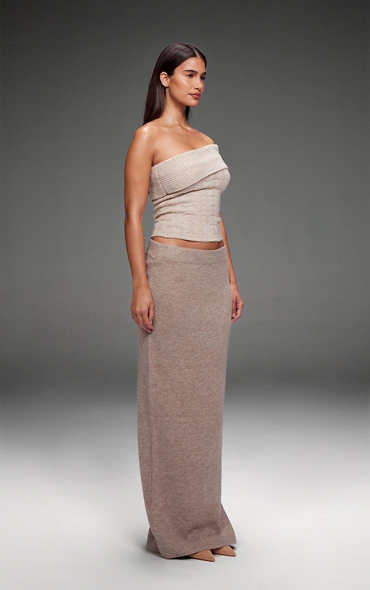 Taupe Melange Soft Knit Maxi Skirt Product Image