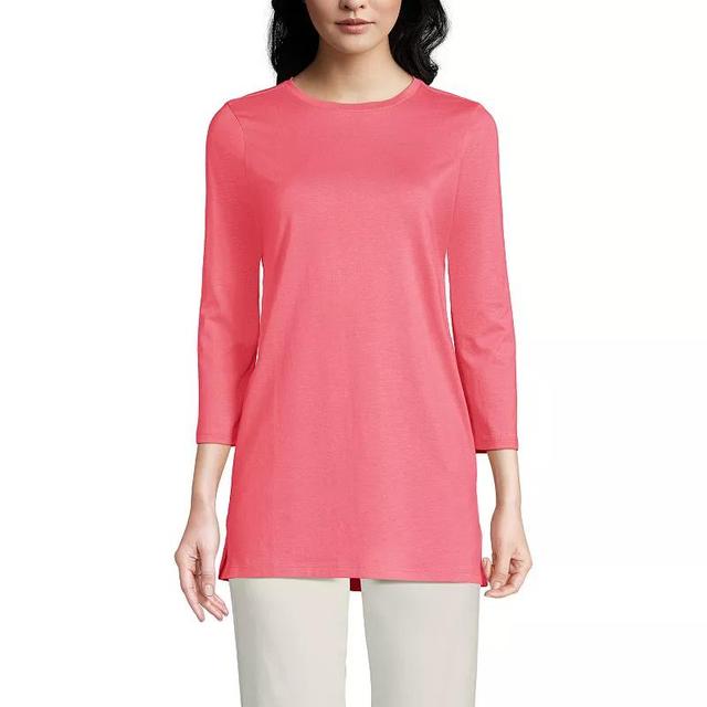 Petite Lands End 3/4-Sleeve Supima Cotton Crewneck Tunic, Womens Product Image