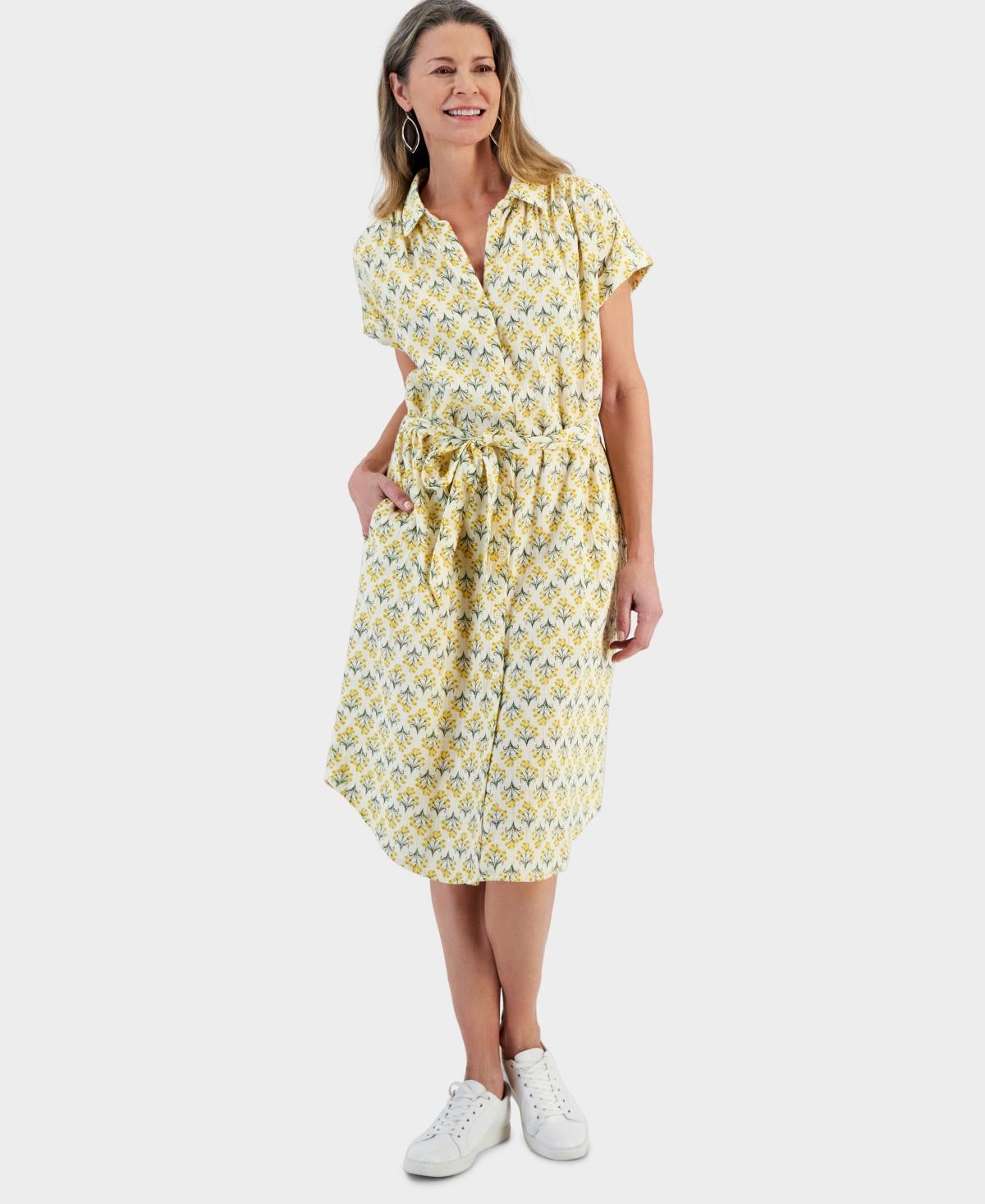 Women's Printed Cotton Gauze Shirtdress, Created for Macy's Product Image