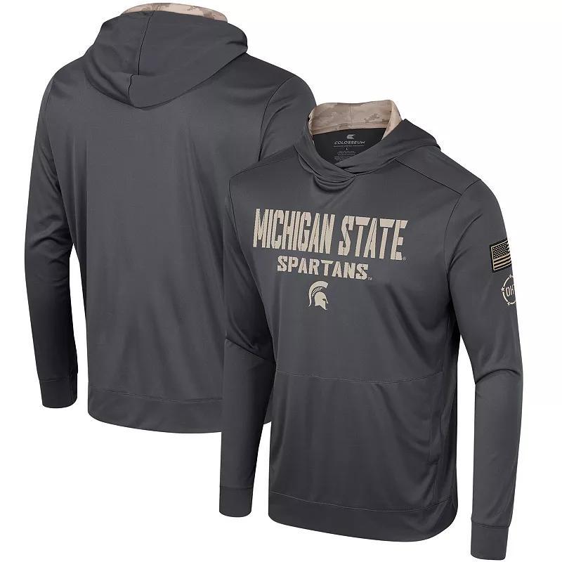 Mens Colosseum Navy Midshipmen OHT Military Appreciation Long Sleeve Hoodie T-Shirt Grey Product Image