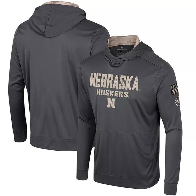 Mens Colosseum Nebraska Huskers OHT Military Appreciation Long Sleeve Hoodie T-Shirt Grey Product Image