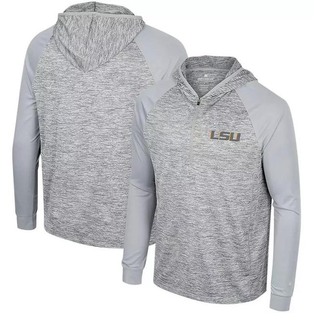 Mens Colosseum Gray LSU Tigers Cybernetic Raglan Quarter-Zip Hooded Top Product Image