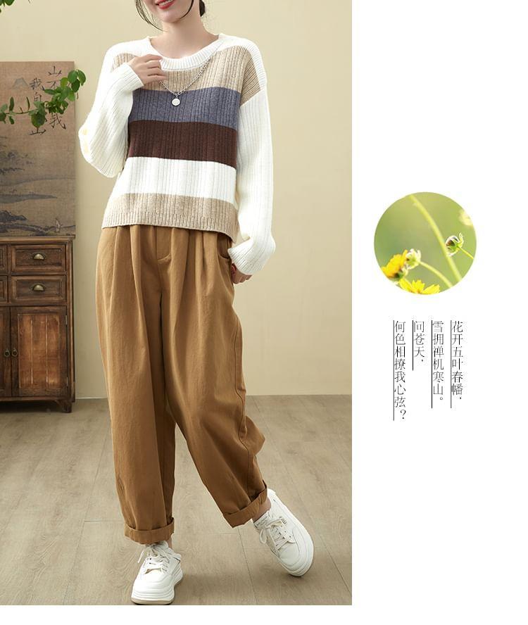 Crew Neck Color Block Sweater Product Image