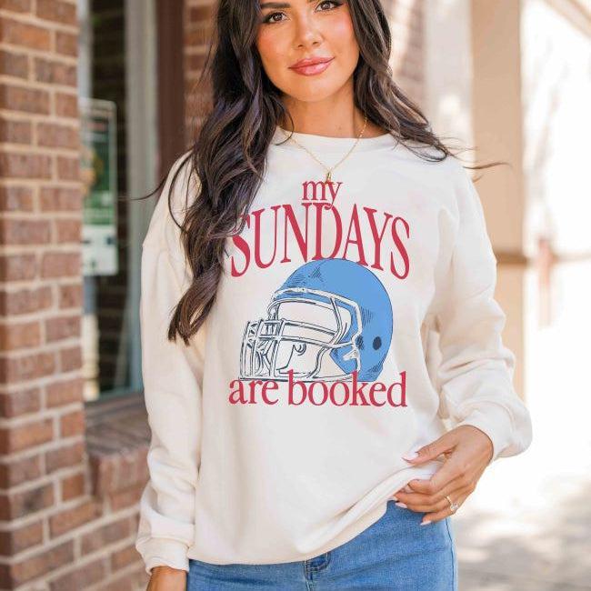 My Sundays Are Booked Cream Oversized Graphic Sweatshirt Product Image