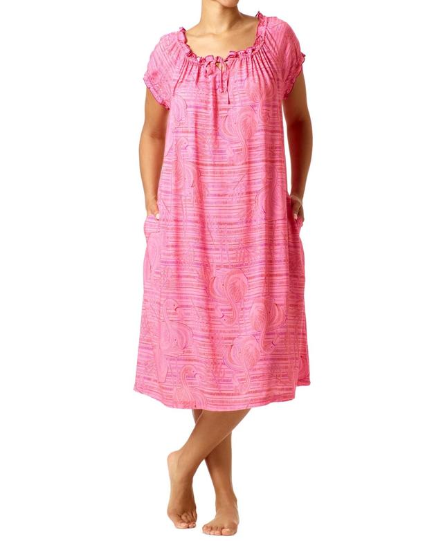 Hue Womens Printed Shirred Lounge Midi Sleepshirt Product Image