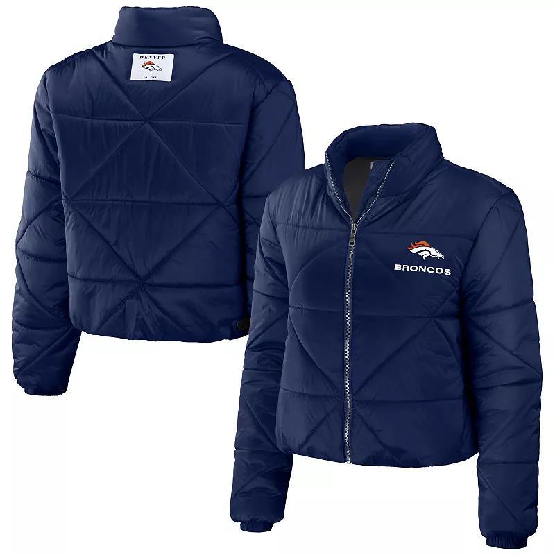 Womens WEAR by Erin Andrews Denver Broncos Cropped Puffer Full-Zip Jacket Blue Product Image