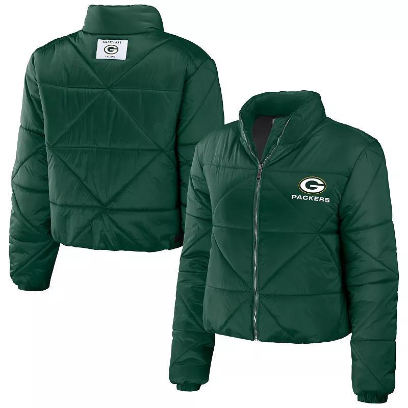 Womens WEAR by Erin Andrews Bay Packers Cropped Puffer Full-Zip Jacket Product Image