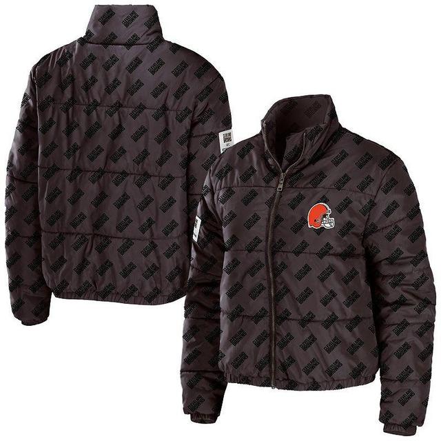 Womens WEAR by Erin Andrews Cleveland s Puffer Full-Zip Cropped Jacket Product Image