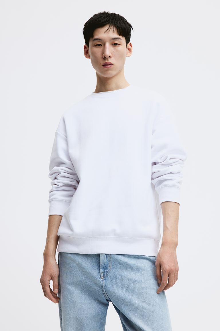 H & M - Relaxed Fit Sweatshirt - White Product Image