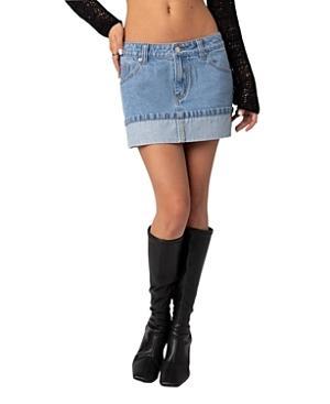 EDIKTED Foldover Cuff Denim Miniskirt Product Image