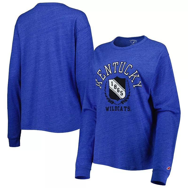 Womens League Collegiate Wear Heathered Royal Kentucky Wildcats Team Seal Victory Falls Oversized Tri-Blend Long Sleeve T-Shirt Product Image