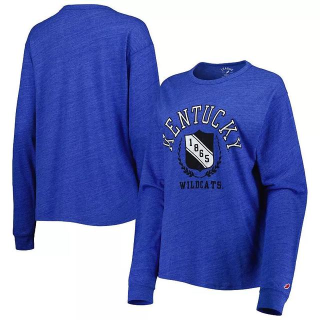 Womens League Collegiate Wear Heathered Royal Kentucky Wildcats Team Seal Victory Falls Oversized Tri-Blend Long Sleeve T-Shirt Product Image