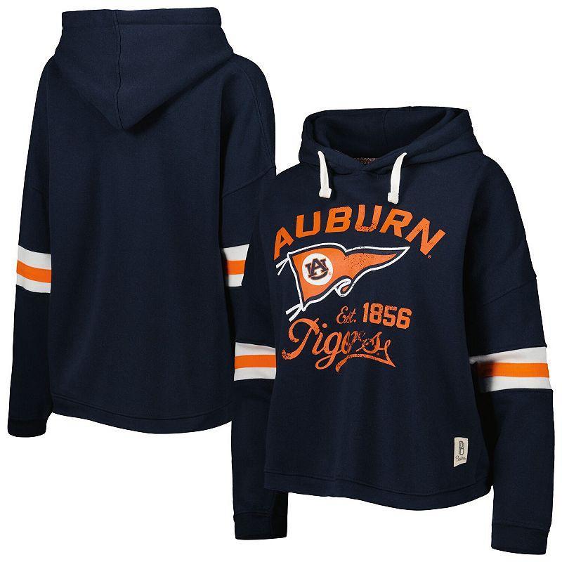 Womens Pressbox Navy Distressed Auburn Tigers Super Pennant Pullover Hoodie Product Image