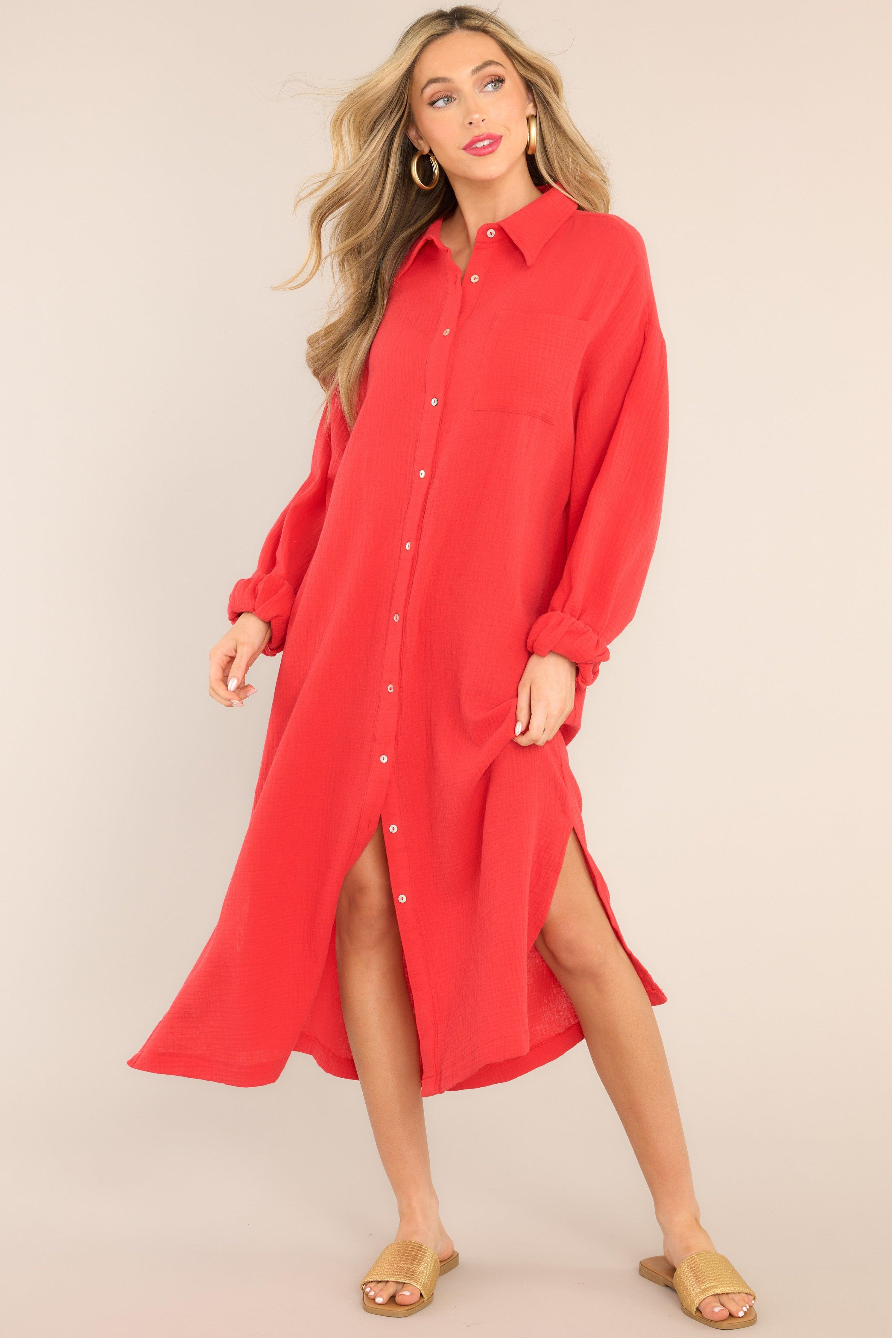 Aura Somewhere Up Above Cherry Maxi Dress Red Product Image