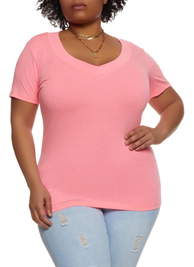 Womens Plus Size Basic V Neck Tee Product Image