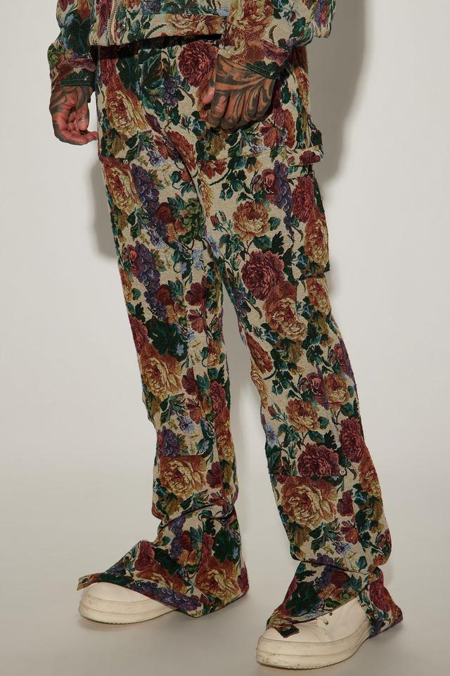 Bellevue Flared Tapestry Carpenter Pants - Green/combo Product Image