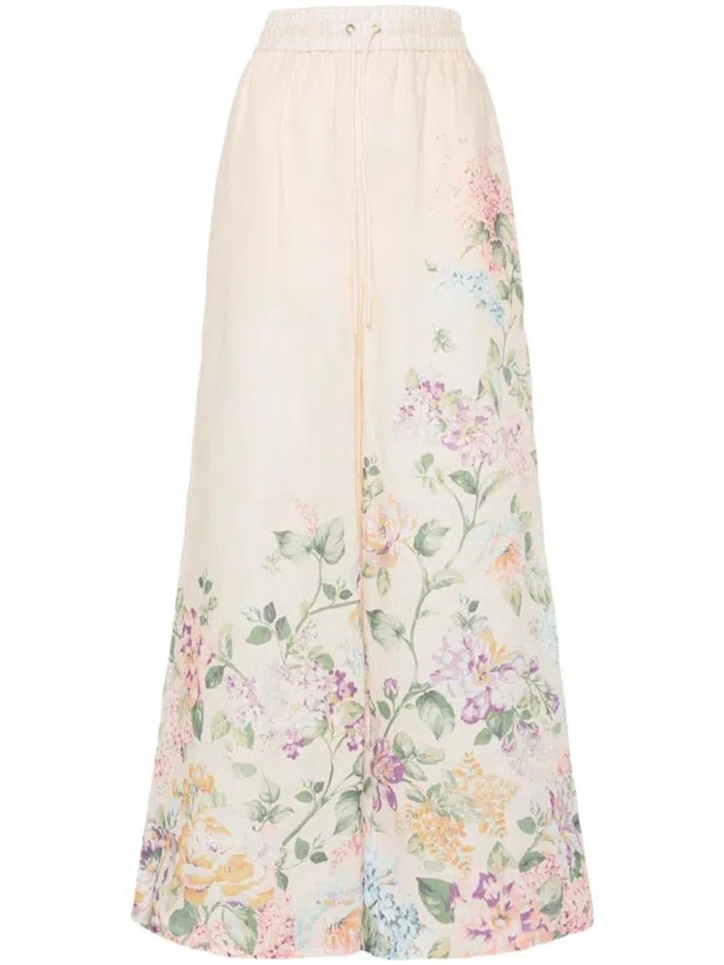 ZIMMERMANN Halliday Floral Palazzo Trousers In Multicolor product image