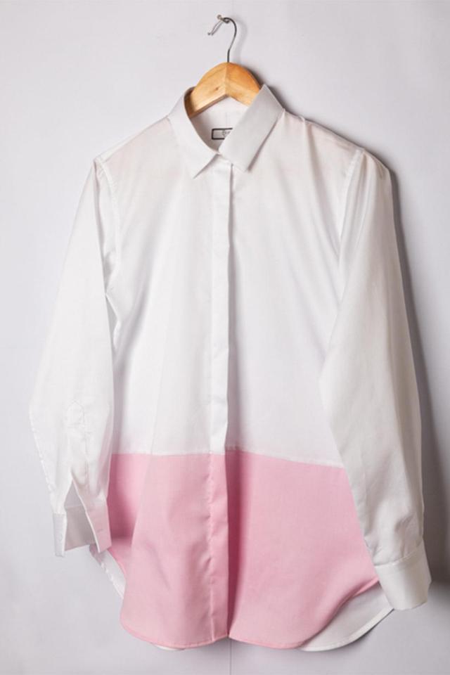 WHITE PINK COLOR BLOCK SHIRT Female Product Image