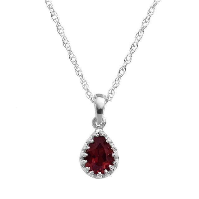 Designs by Gioelli Sterling Silver Garnet Teardrop Pendant, Womens Red Product Image