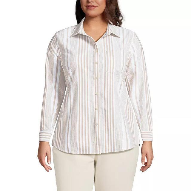 Womens Lands End Long Sleeve Classic Oxford Dress Shirt Product Image