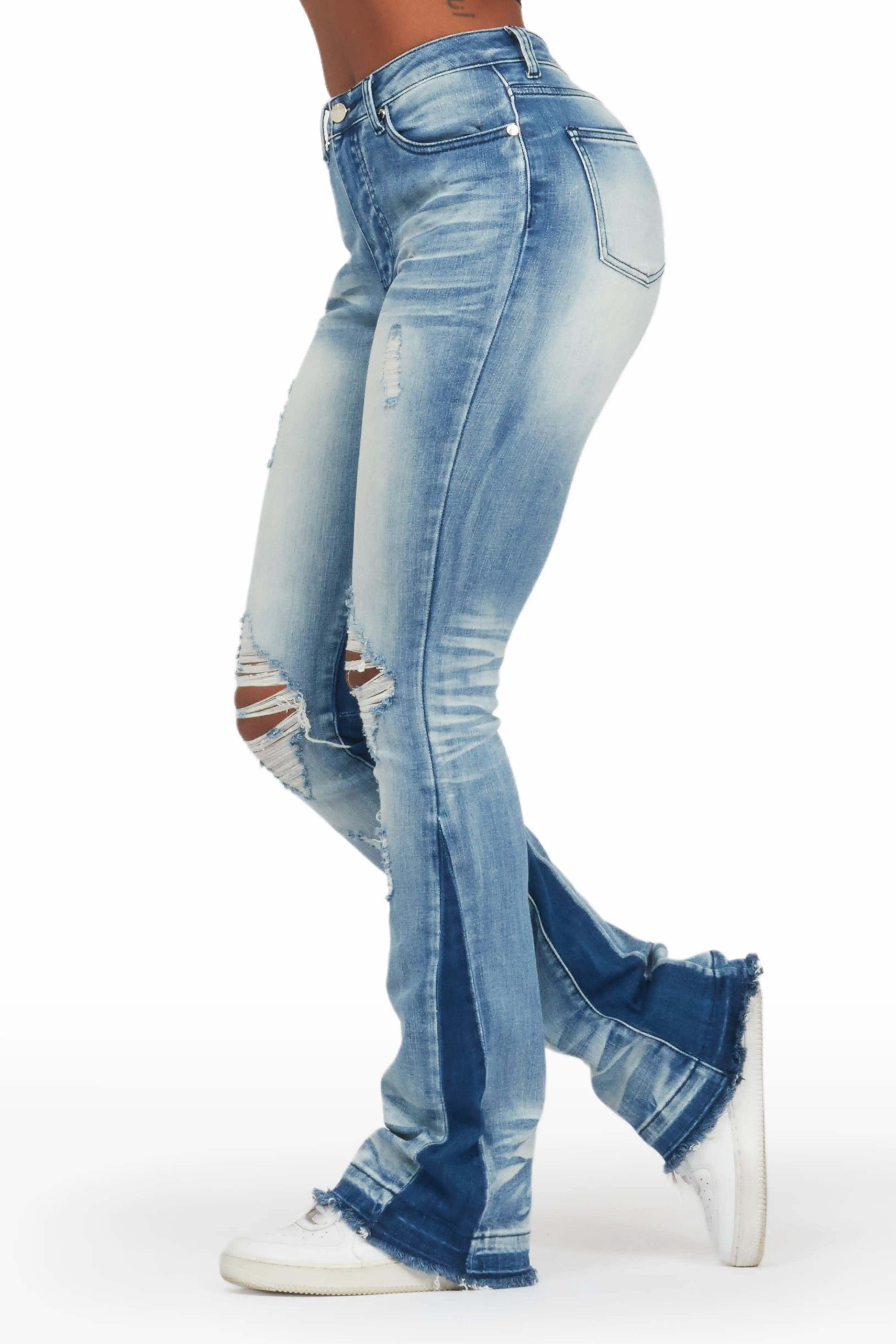 Jazminn Light Wash Stacked Flare Jean Female Product Image