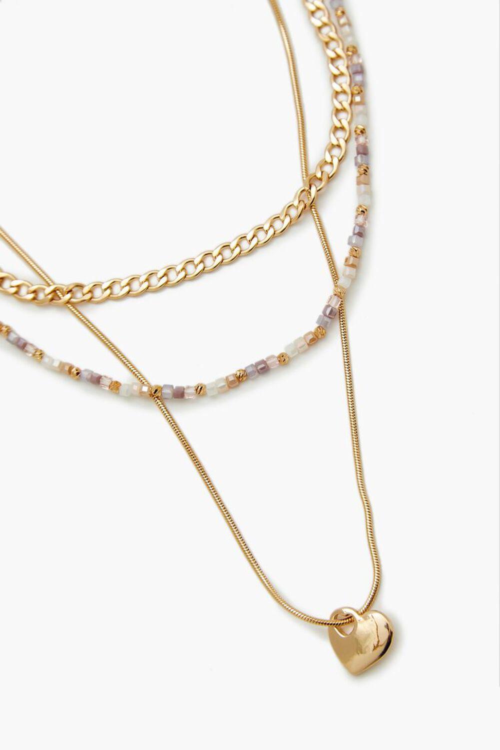 Beaded Layered Heart Necklace | Forever 21 Product Image