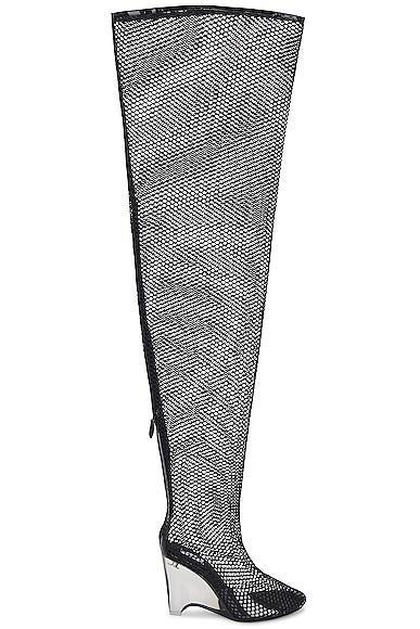 ALAÏA Wedge Over The Knee Boot in Noir - Black. Size 38 (also in 36). Product Image