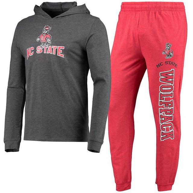 Mens Concepts Sport Heathered Red/Heathered Charcoal NC State Wolfpack Meter Long Sleeve Hoodie T-Shirt & Jogger Pants Set Product Image