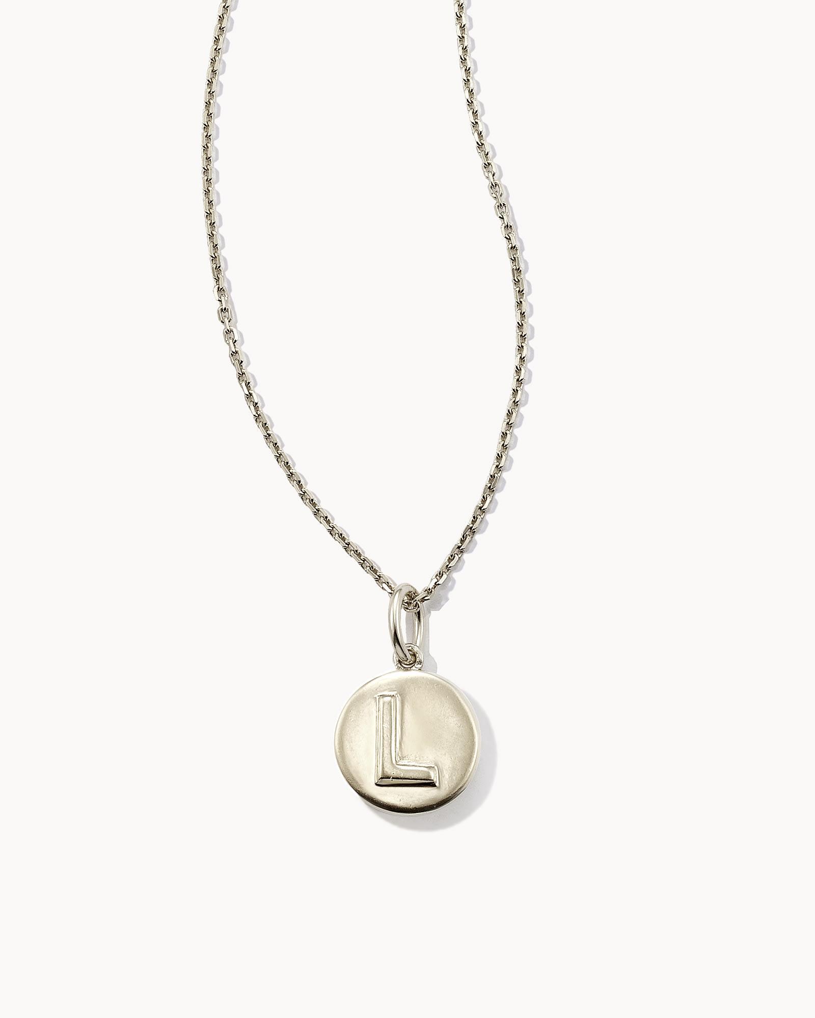 Letter X Coin Pendant Necklace in Oxidized Sterling Silver Product Image