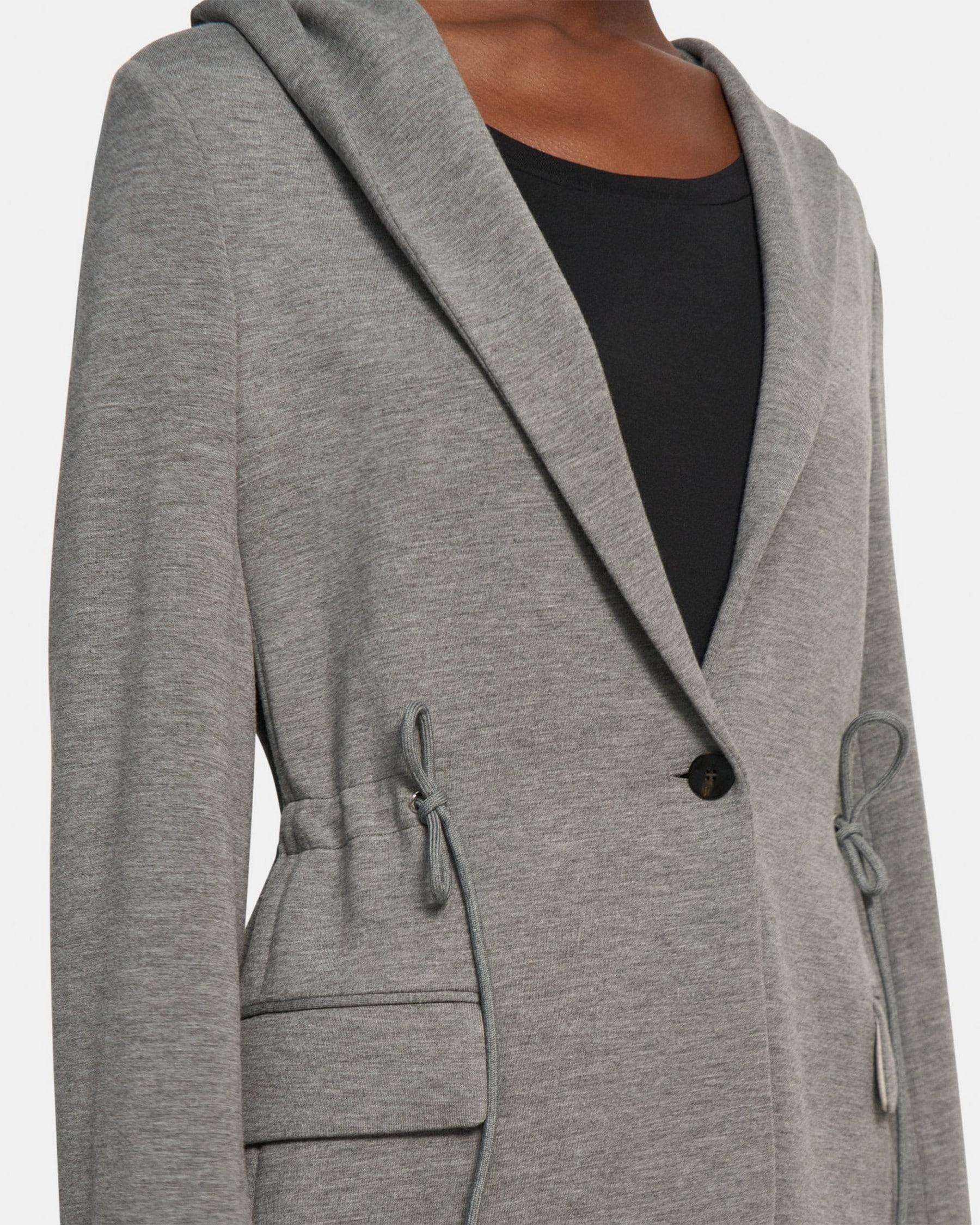 Hooded Drape Jacket in Double-Knit Jersey Product Image