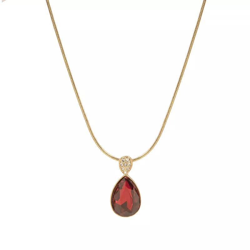 Emberly Gold Tone Teardrop Pendant Necklace, Womens, Red Product Image