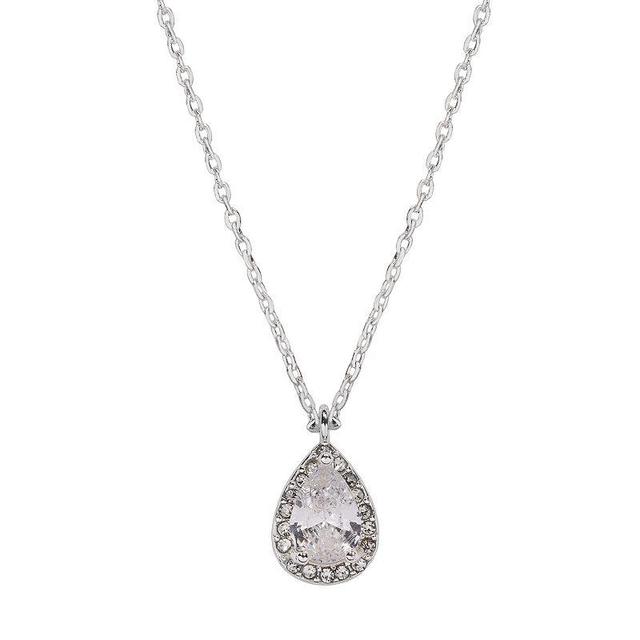 LC Lauren Conrad Simulated Crystal Teardrop Pendant, Womens, Silver Product Image