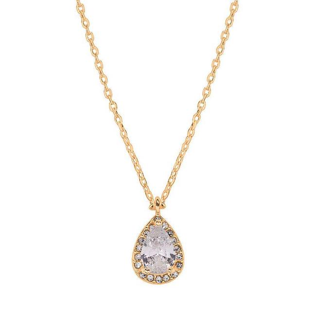 LC Lauren Conrad Gold Tone Short Simulated Crystal Teardrop Nickel Free Pendant Necklace, Womens Product Image