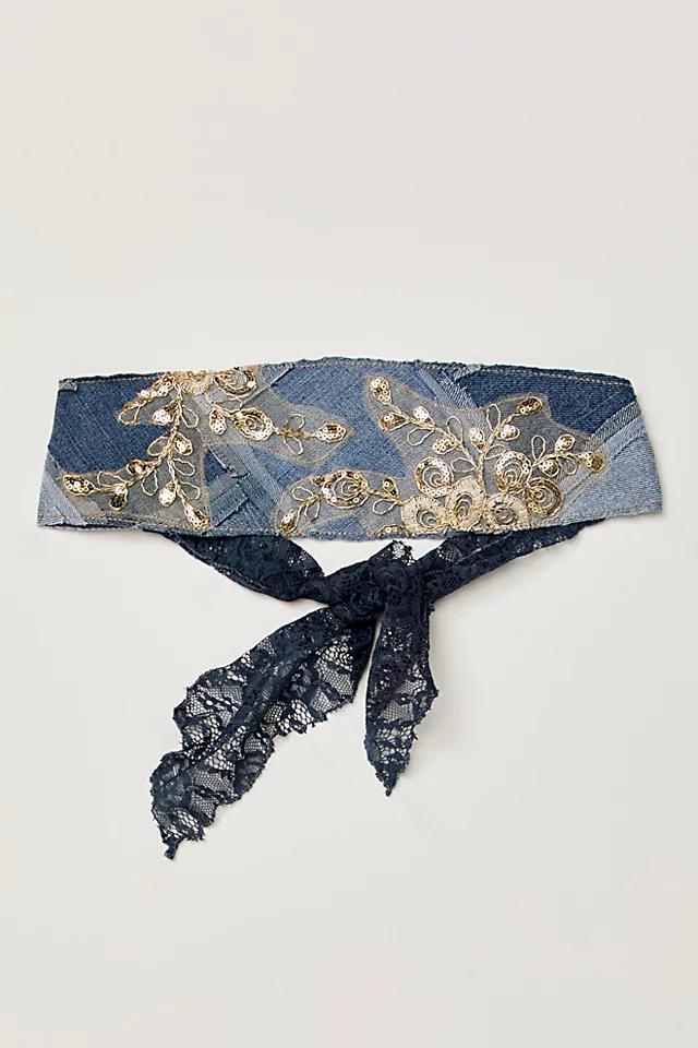 Denim Patchwork Soft Headband Product Image