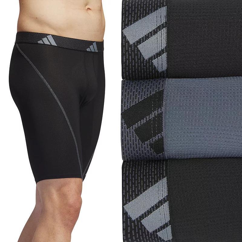 adidas Performance Mesh Long Boxer Brief 3-Pack Onix Grey/Black) Men's Underwear Product Image