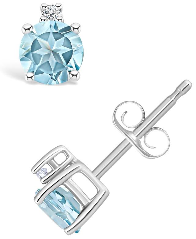 Aquamarine (1/2 ct. t.w.) and Diamond Accent Stud Earrings in 14K Yellow Gold Product Image