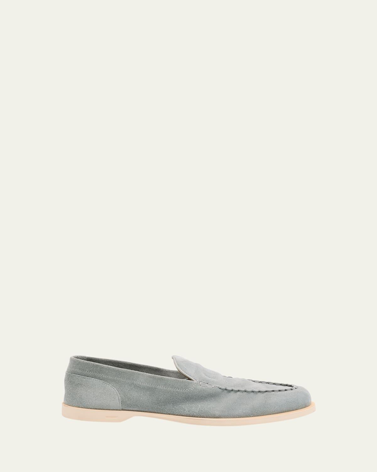 JOHN LOBB Men's Pace Suede Penny Loafers In Ice Blue Product Image