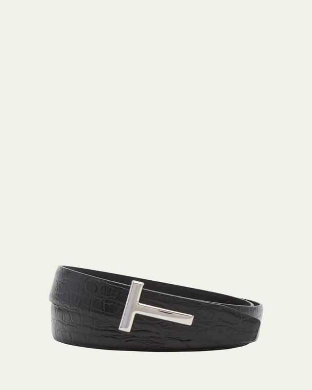 Mens Signature T Reversible Leather Belt Product Image