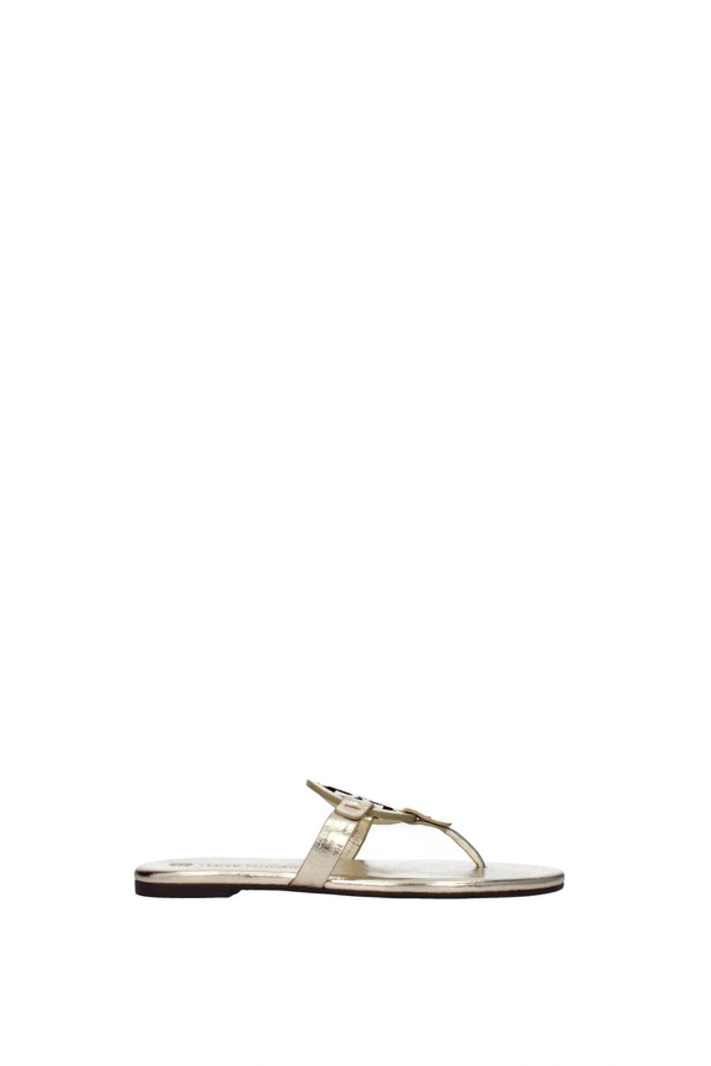 TORY BURCH Miller Soft Metallic Leather Sandals In Spark Gold Product Image