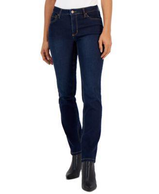 Jones New York Womens Lexington Mid Rise Straight Leg Denim Jeans, Regular & Petite Product Image