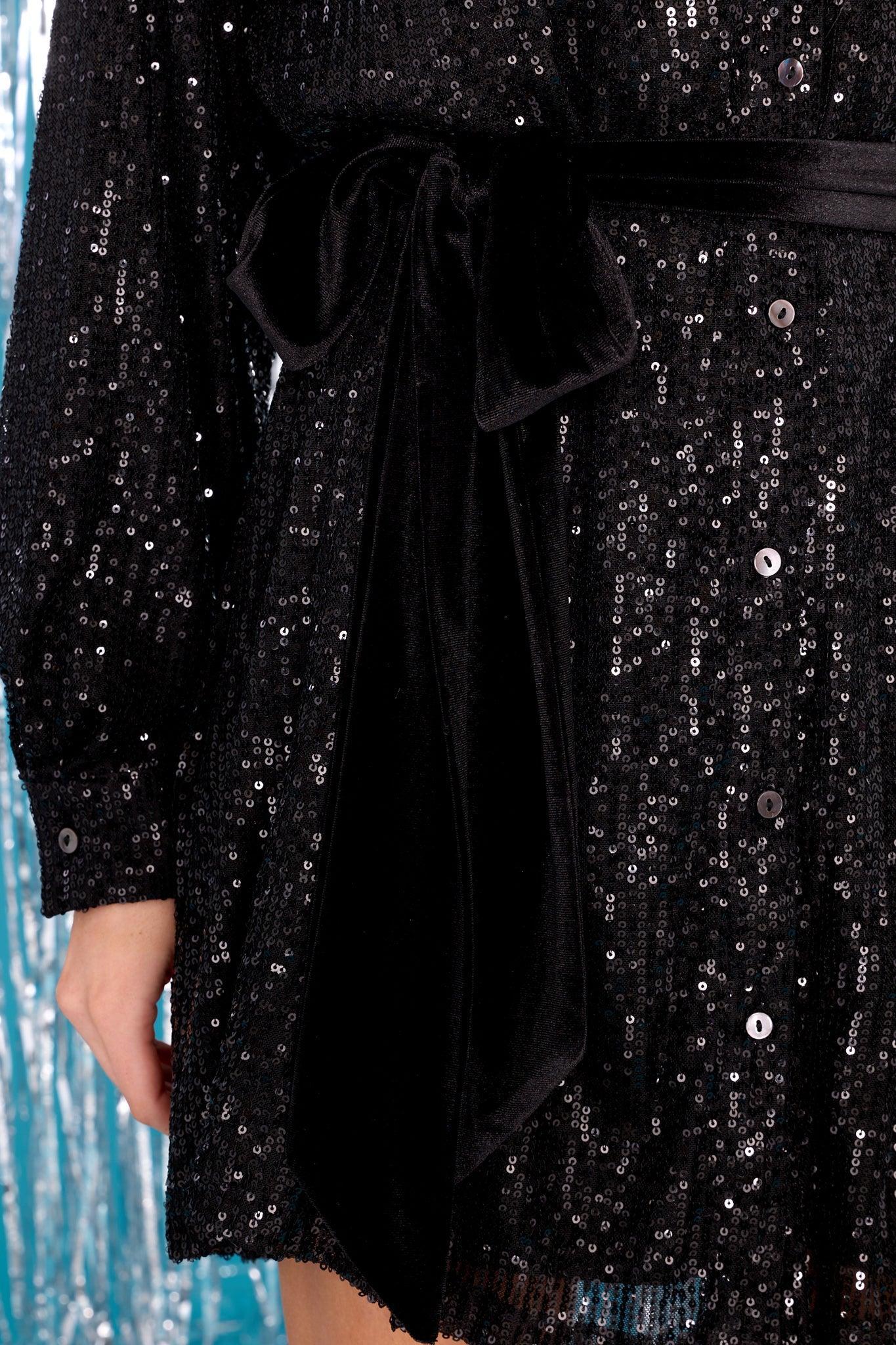 Aura Winter's Embrace Black Sequin Dress Product Image