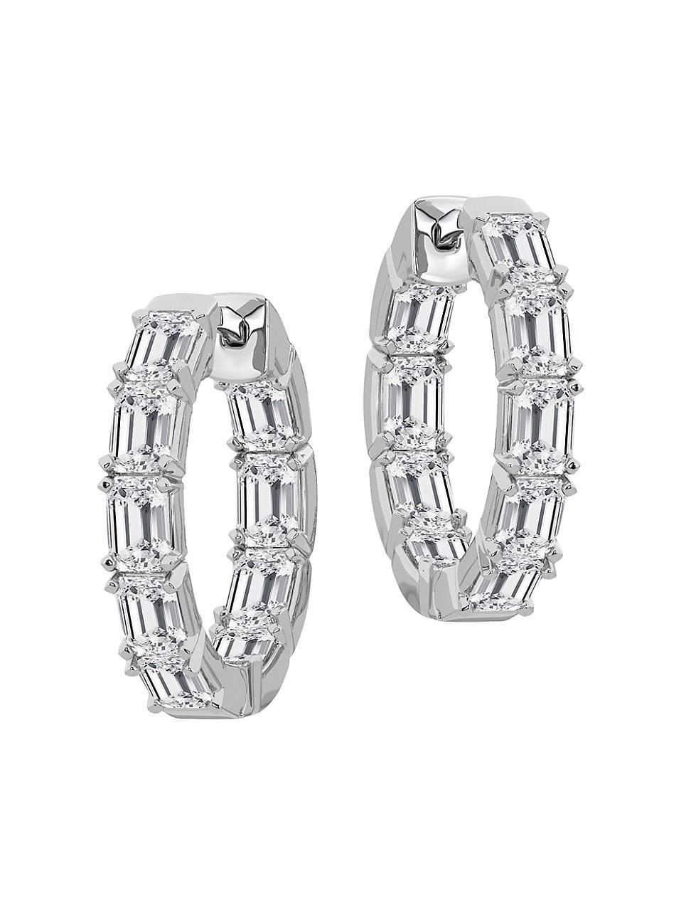 Womens 14K White Gold & 3.5 TCW Natural Diamond Inside-Out Hoop Earrings Product Image